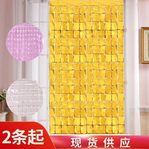 1*2m Square Rain Silk Door Curtain Birthday Party Decoration Wedding Background Wall Decoration Curtain Bright Square Rain Silk Curtain