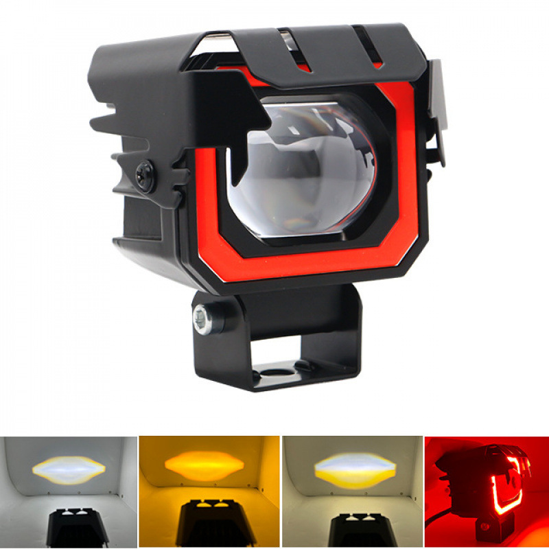 Motocicleta un ojo foco automóvil LED delantero diablo ojo vehículo eléctrico luz externa de dos colores
