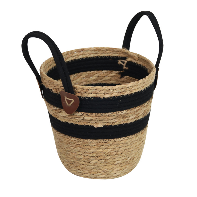 Maceta de Hierba Tejida a Mano Decorativa para Interior y Balcón