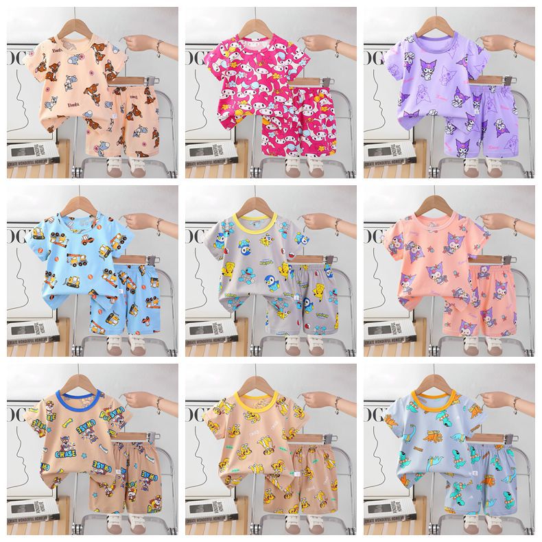 Kid's Pajamas Children's Clothing 2026 Model Children's Pajamas Casual Summer Floral Short-Sleeved Shorts Factory Direct Supply