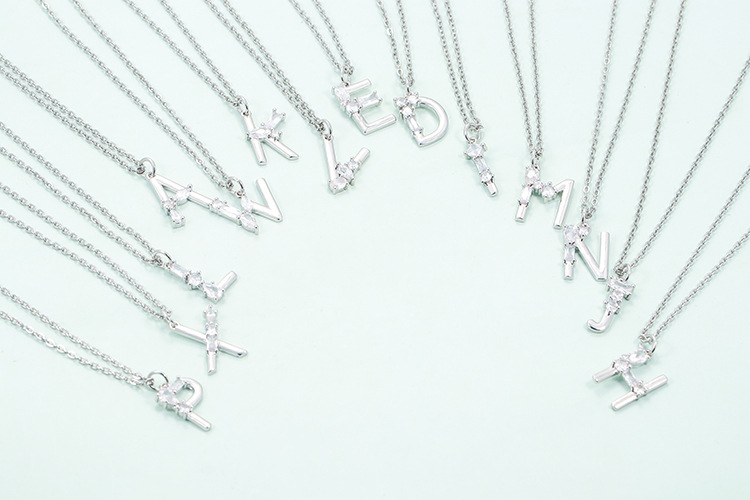 Pendant Necklace Classification Daily Occasion Copper Material Fashion Letter Copper Pendant Necklace Plating Inlay Zircon Copper Necklaces