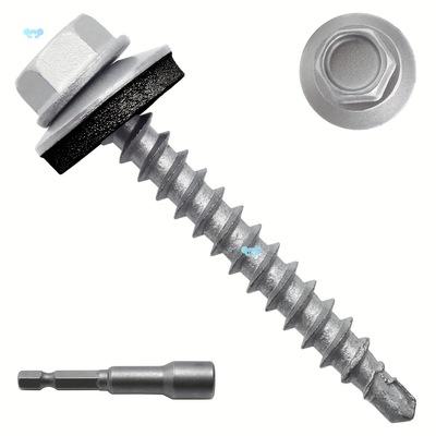 300pcs Metal Roofing Screws #10 × 1 1/ 2 Inch Zinc Plated|ms