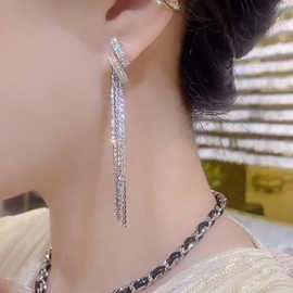 流苏耳环新款长款气质韩国网红超仙高级感耳坠S925银针耳饰潮