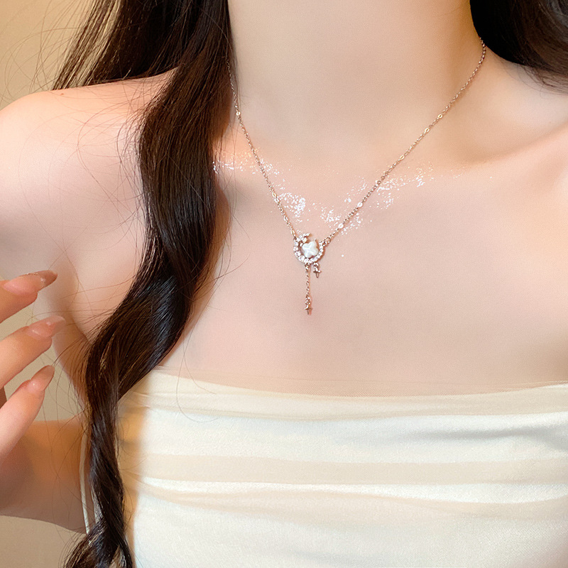 Romantic Star Moon Sparking Zirconium Necklace For Women
