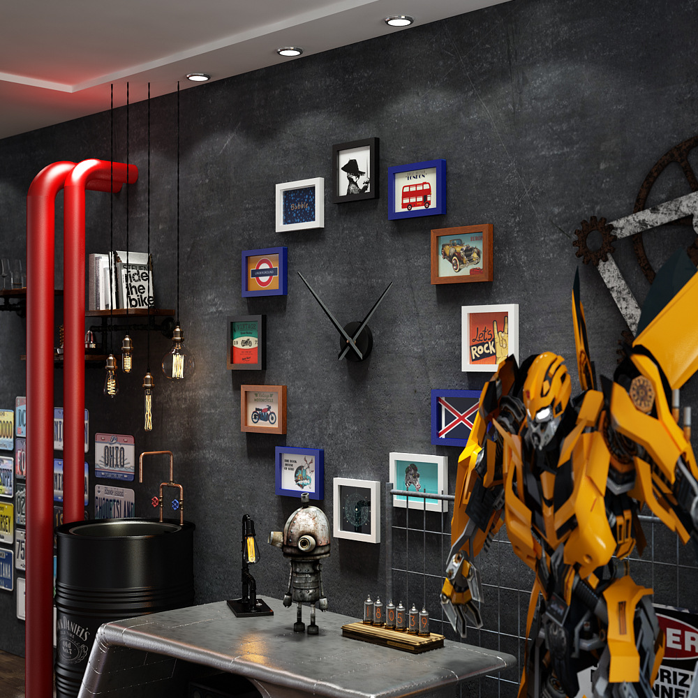 Polymer_0293 Animation Photo Wall Big Clock Combination Photo Frame Online Game Decorative Painting Replaceable Photo