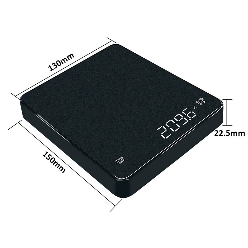 Square touch coffee electronic scales, black smart device, touch screen, 0, 1G