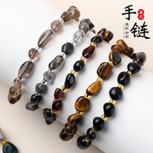 原创天然石手链串珠随形珠女异形碎石水晶手串海边度假风手饰批发