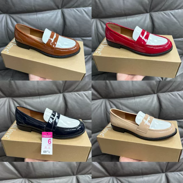Color-Blocked, Glossy, Casual, Comfortable Flat Loafers, Versatile and Stylish in British Style