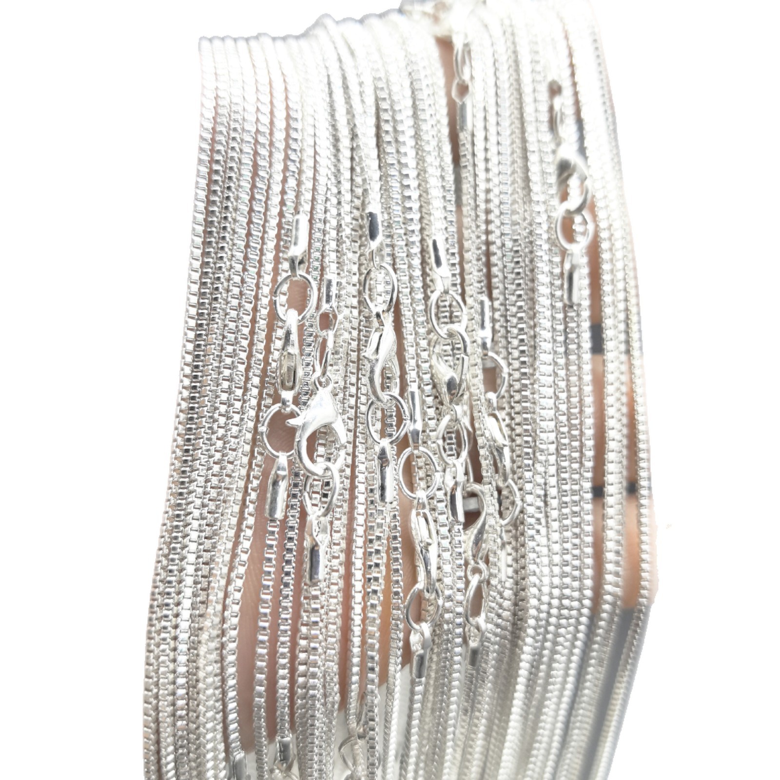 Copper Silver-Plated 45-60cm Unisex Clavicle Necklace Box Chain Accessories Wholesale Jewelry Chain DIY Parts