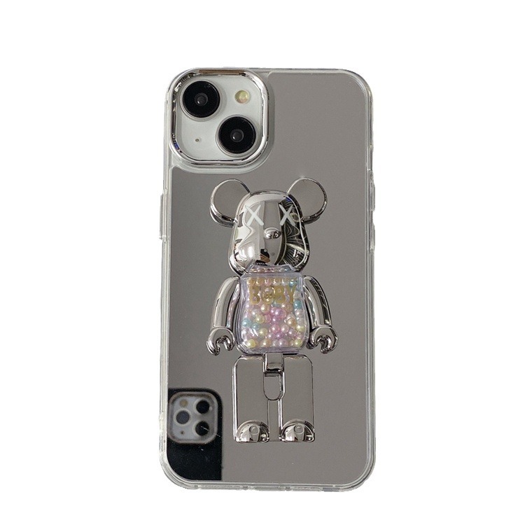 Espejo acrílico para Apple 16PRO soporte de oso violento carcasa para teléfono móvil iPhone 11/12 funda protectora anti-caída