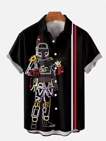 Men's stylish short-sleeved Hawaiian shirt with a print design, available in plus sizes, loose fit, new summer style, and suitable for sporty occasions
