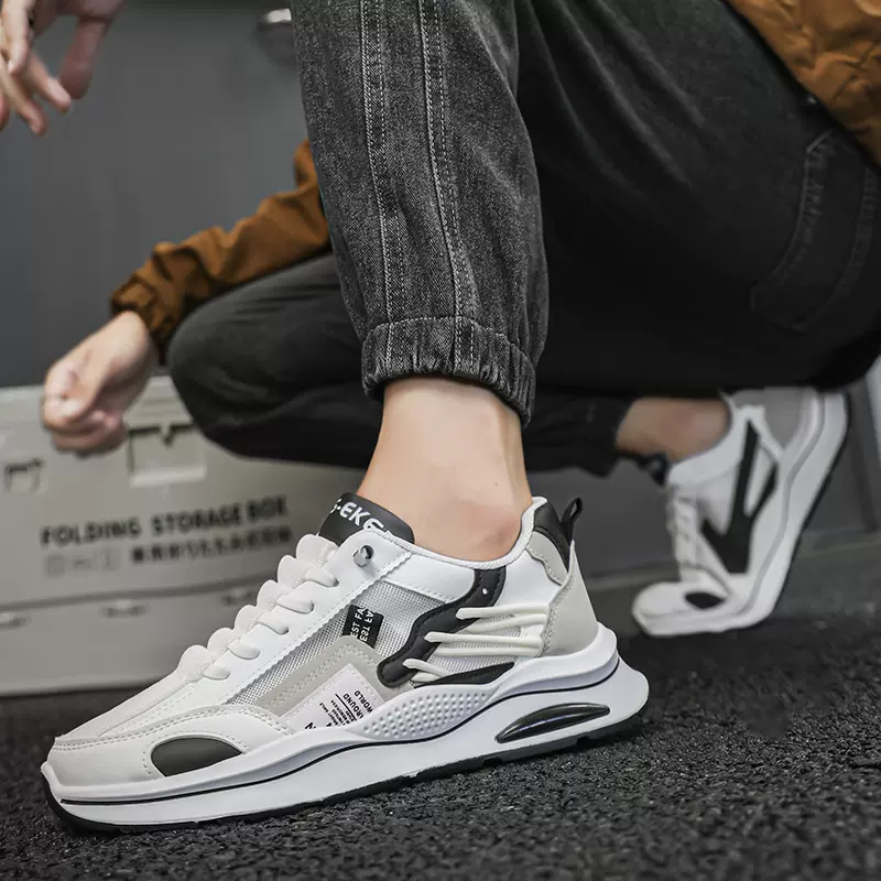 夏季网面透气板鞋潮流低帮厚底套脚运动单鞋学生户外跑步鞋代发