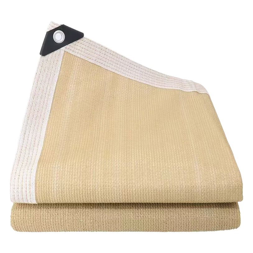 Beige sombrilla red engrosada cifrado Borde de perforación sombra protector solar neto al aire libre Villa patio sol neto sombrilla neta