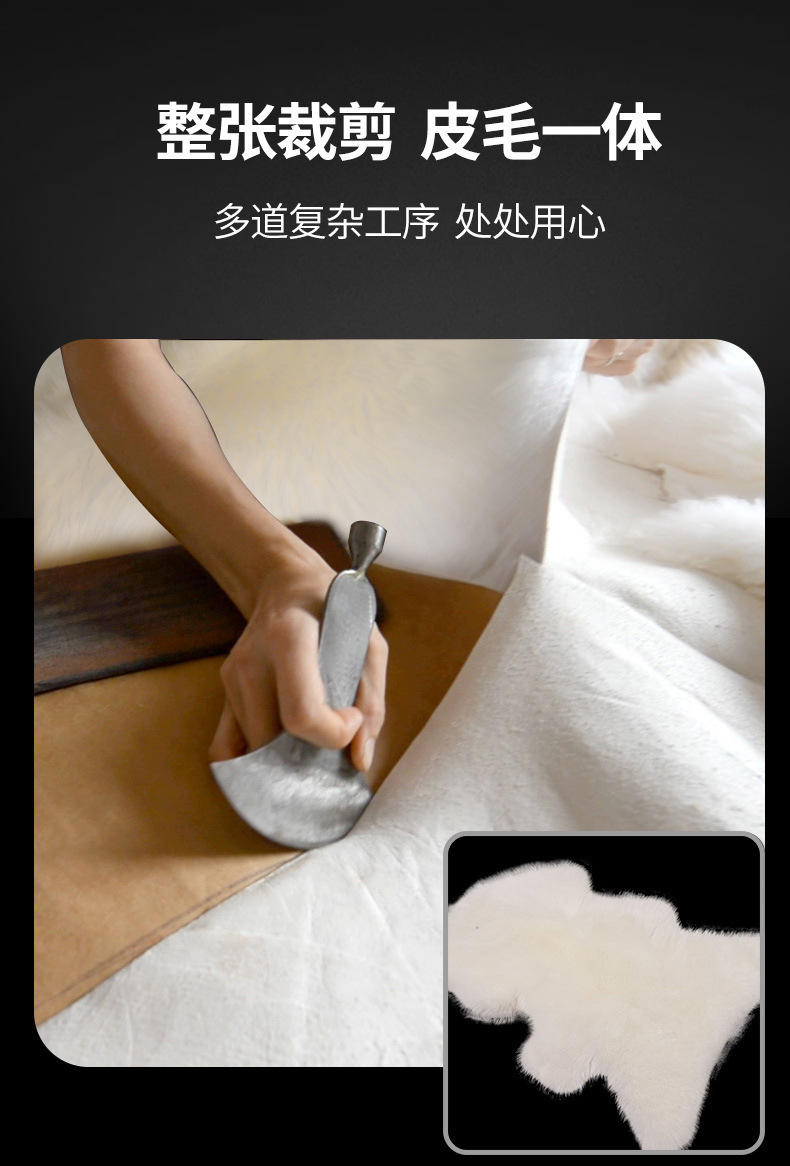 Whole Goatskin Cushion, Pure Wool Car Seat Cushion, Backless Three-Piece Set, Front and Rear Single-Piece Square Cushion, Fur Integrated