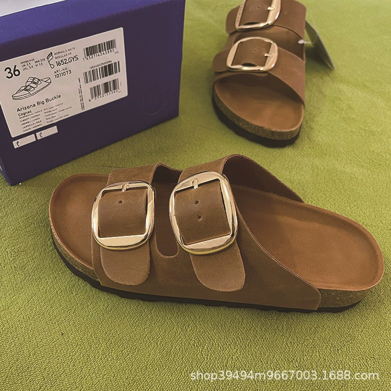 Покупатель для Birkenstock: кожаные сандалии на толстой подошве для мужчин и женщин с двойными пряжками и пряжкой в виде двух слов, закупки для внешней торговли, праздничные тапочки Birkenstock.