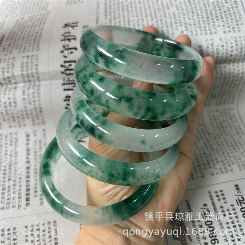 African Jade Bracelet, Chinese-Style Ice Quartz Rock with Flowing Patterns, Jade Bracelet Alternative to Natural Jade with Flowing Patterns, Unique Dragon Jade Color