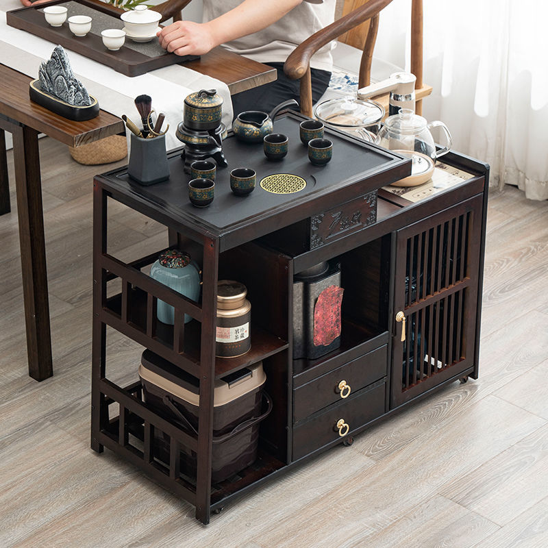 Tea Car Mobile station household Cupboard solid wood tea table tea table Kungfu Online tea set suit Boiling water one