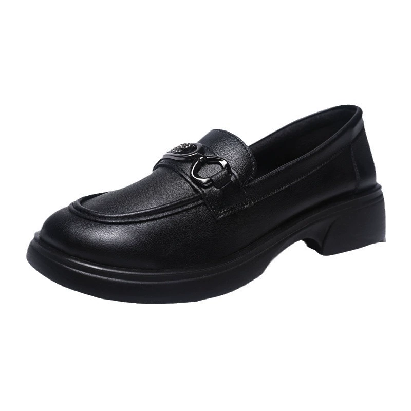 Loafers platform English style, summer metal footwear, shoes for leather shoes, British style, soft sole