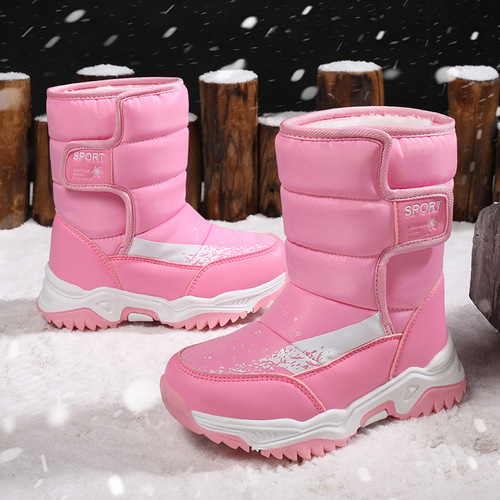 Children's cotton shoes in winter, new high-top Northeast velvet thick snow boots, middle-aged children's cold resistant cotton shoes