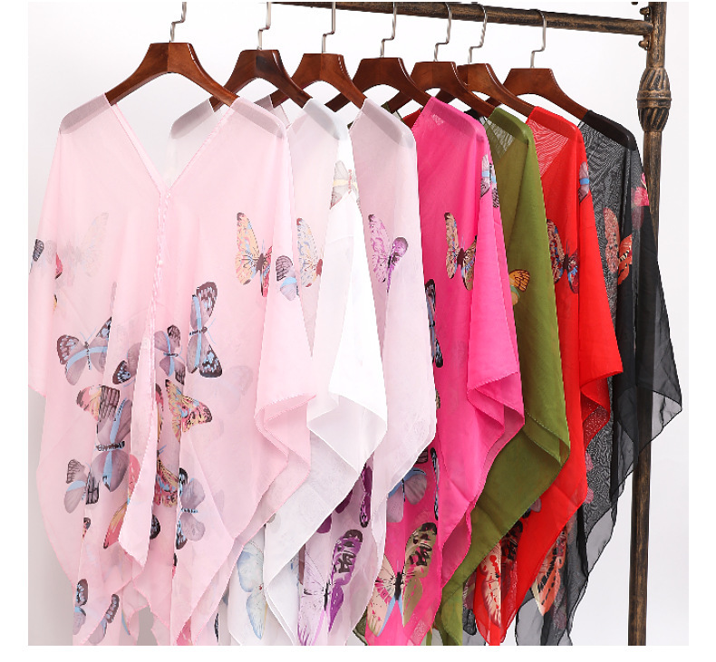 150g Weight Shawl Classification Daily Occasion Polyester Material Flower, Butterfly Pattern Summer, Spring, Autumn Season Women's Gender Streetwear Style Women's Streetwear Flower Butterfly Polyester Shawl 1