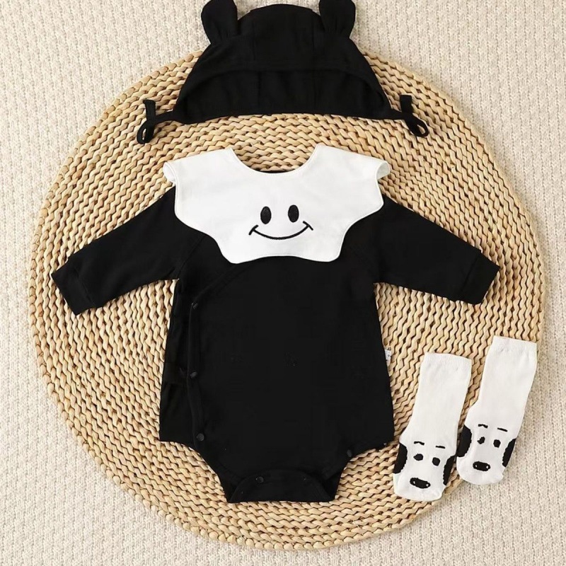 Newborn Baby Clothes, Full Moon Photo Shoot Romper, Autumn and Winter Cotton Jumpsuit, Triangle Onesie