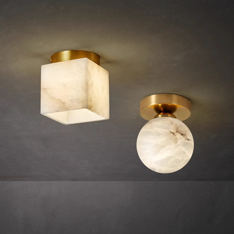All-copper marble small ceiling lamp modern simple round corridor corridor balcony hall lamp Nordic room bedroom lamp All-copper marble small ceiling lamp modern simple round corridor corridor balcony hall lamp Nordic room bedroom lamp