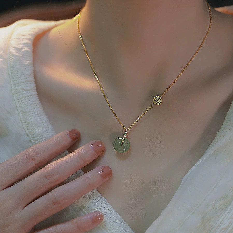 Ping An Xilufu бренд Hetian Jade Ожерелье Женская цепочка ключицы ins Ся дикий новый китайский продвинутый дизайн чувство ниши