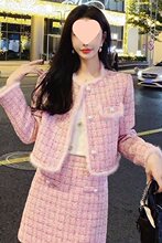 棉香约感小香风时尚套装女春夏新款加厚短外套+半身裙两件套