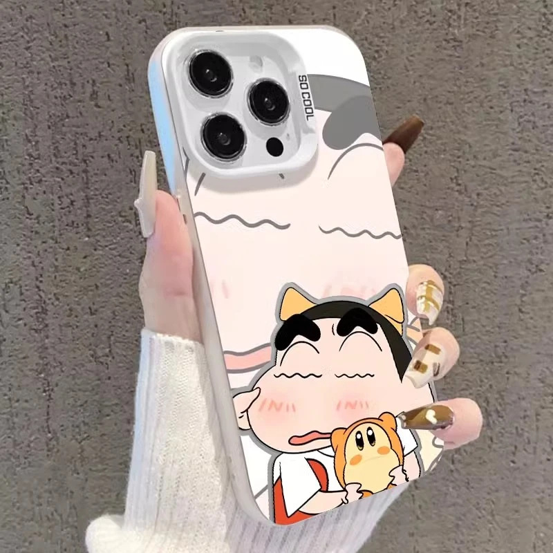 iPhone16硬14plus适用情侣小新妮妮苹果12彩银卡通可爱手机壳16Pr