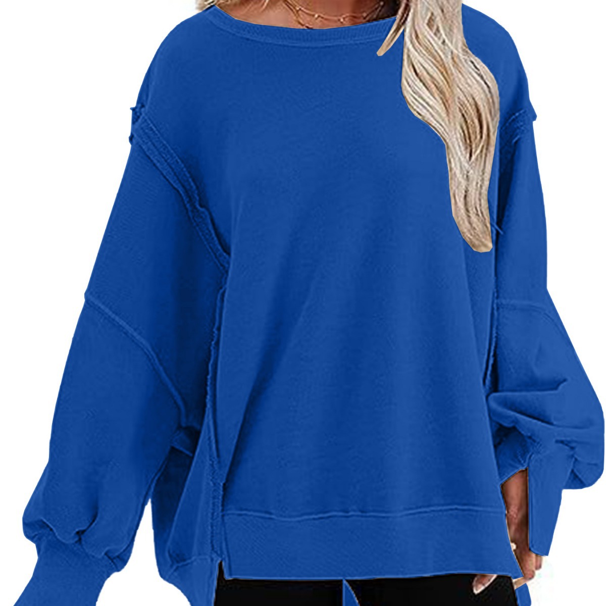 autumn solid long long-sleeve with a round collar