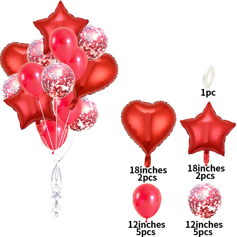 18 pulgadas 14PC película de aluminio lentejuelas Pearl Rose Gold Balloon Set Fiesta de cumpleaños de los niños Decoración ambiente arreglo globo