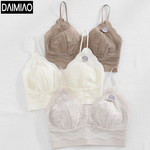 Spring New Lace French Style Underwear Women's Big Chest Small Bra No Steel Ring Rabbit Ears Inner Wear Beautiful Back Wrap Thin Style