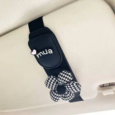 Car Sun Visor Glasses Clip, Card and Receipt Storage Clip, Dual-Use Sunglasses Holder, Car-Mounted Glasses Case Rack (Car Glasses Clip/Bill Clip) - dual-use-black-houndstooth