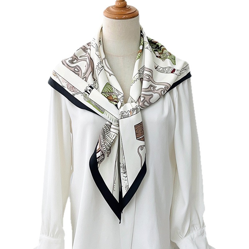 Nuevo estilo coreano de alta calidad toallas triangulares de tela de twill, bufandas de seda retro, bufandas de seda para mujeres, simple y versátil, bufandas de lujo ligeras