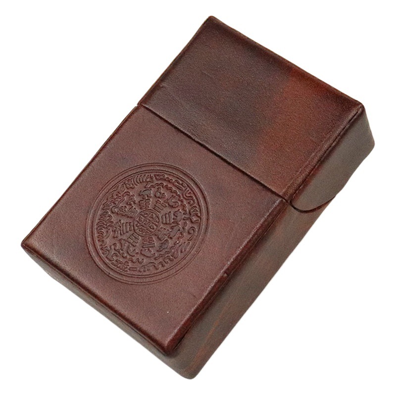 2021 New First Layer Cowhide Vegetable Tanned Leather Genuine Leather Cigarette Box Bag Mini Simple Retro Storage Bag Men's Cigarette Bag Wholesale
