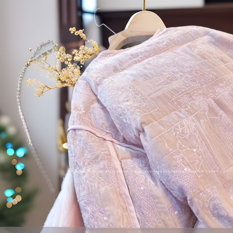 New Chinese Style National Style Velvet Coat Women's 2024 Winter New High-end Sense Fur Collar Thickened Down Jacket Short