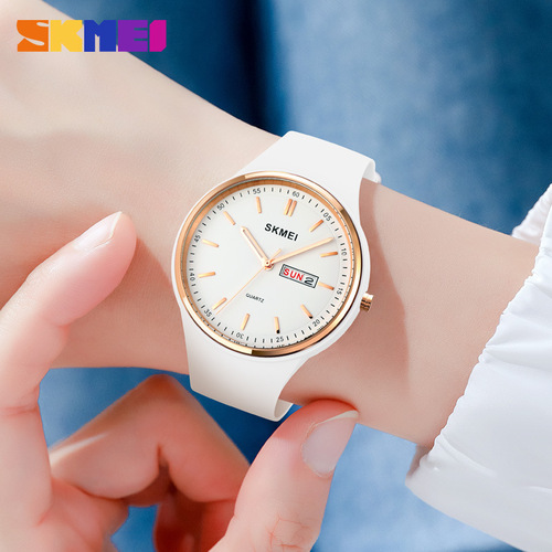 Skmei/Timeless Elegance Casual Minimalist Women's Watch with Round Scale Dual Date Quartz Watch for Elegant Female Students