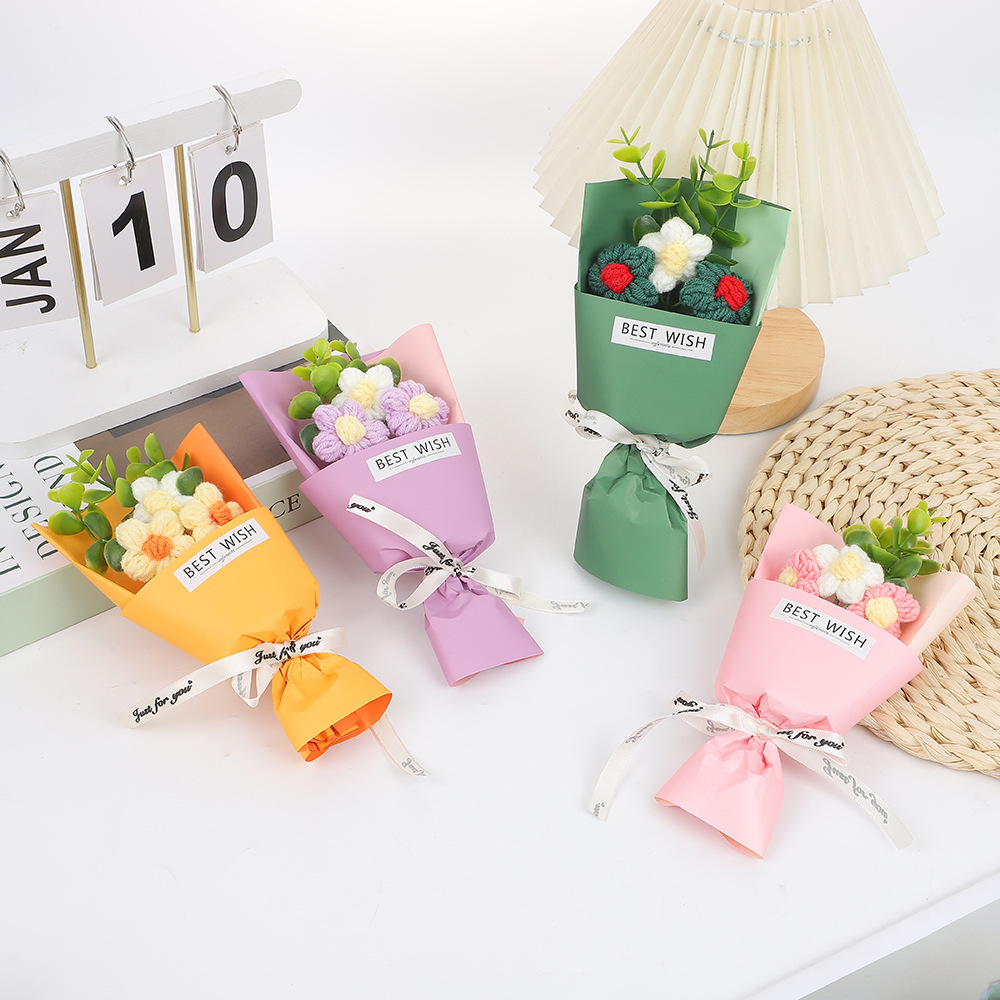 520 San Valentín ins mini bocanadas de lana de punto de imitación pequeño ramo Día de la madre Regalo de cumpleaños de la madre