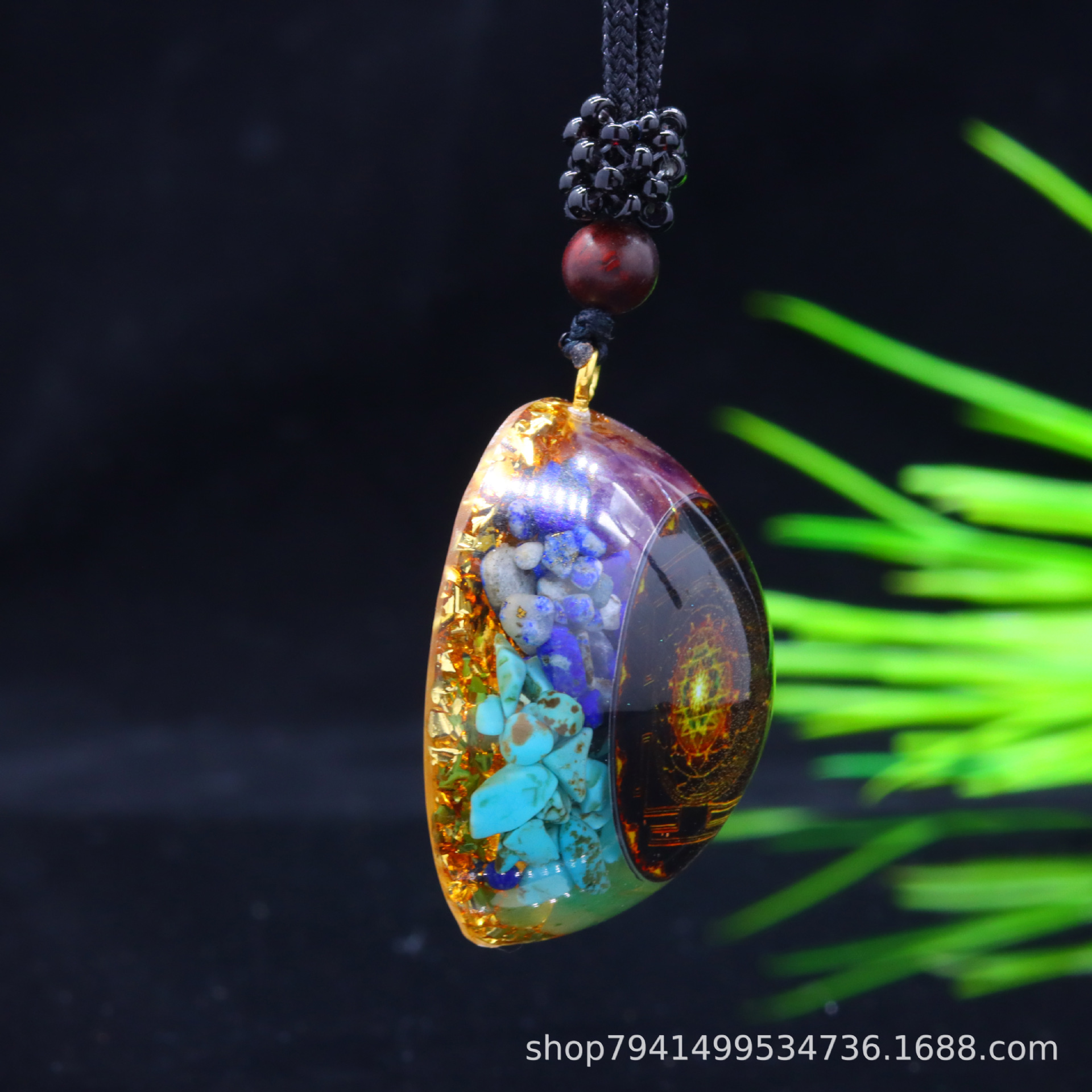 El comercio exterior de cristal natural grava colgante epoxi hecho a mano collar de regalo de Navidad transfronterizo nuevo producto