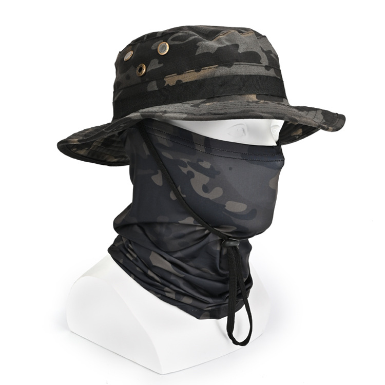 Pañuelo para el cuello con protección solar, sombrero de ala redonda y grande para hombre, adecuado para senderismo, camping, pesca, sombrero de pescador transpirable con protección solar, sombrero para el sol plegable.