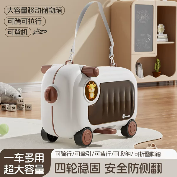 Cross-Border Travel Suitcase for Kids, Can Be Used as a Ride-On Toy, Can Be Registered, Suitable for Boys and Girls, Baby Scooter, Storage and Travel Bag