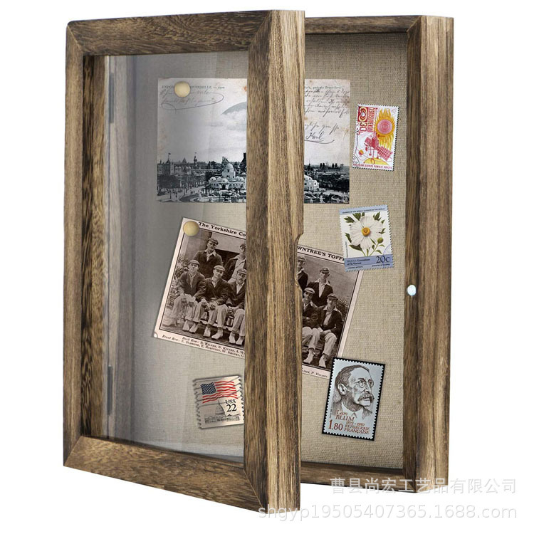 Wooden photo frame wooden flip wooden box wooden shadow box medal photo display box insect specimen box wholesale