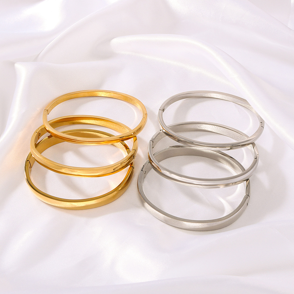 18g Weight Bangle Classification 304 Stainless Steel Chain Material 1 Piece Quantity Holiday, Daily Occasion 304 Stainless Steel Material Geometric Pattern Unisex Gender Polishing Design Simple Style, IG Style Style IG Style Simple Style Geometric 304 Stainless Steel Bangle In Bulk 1