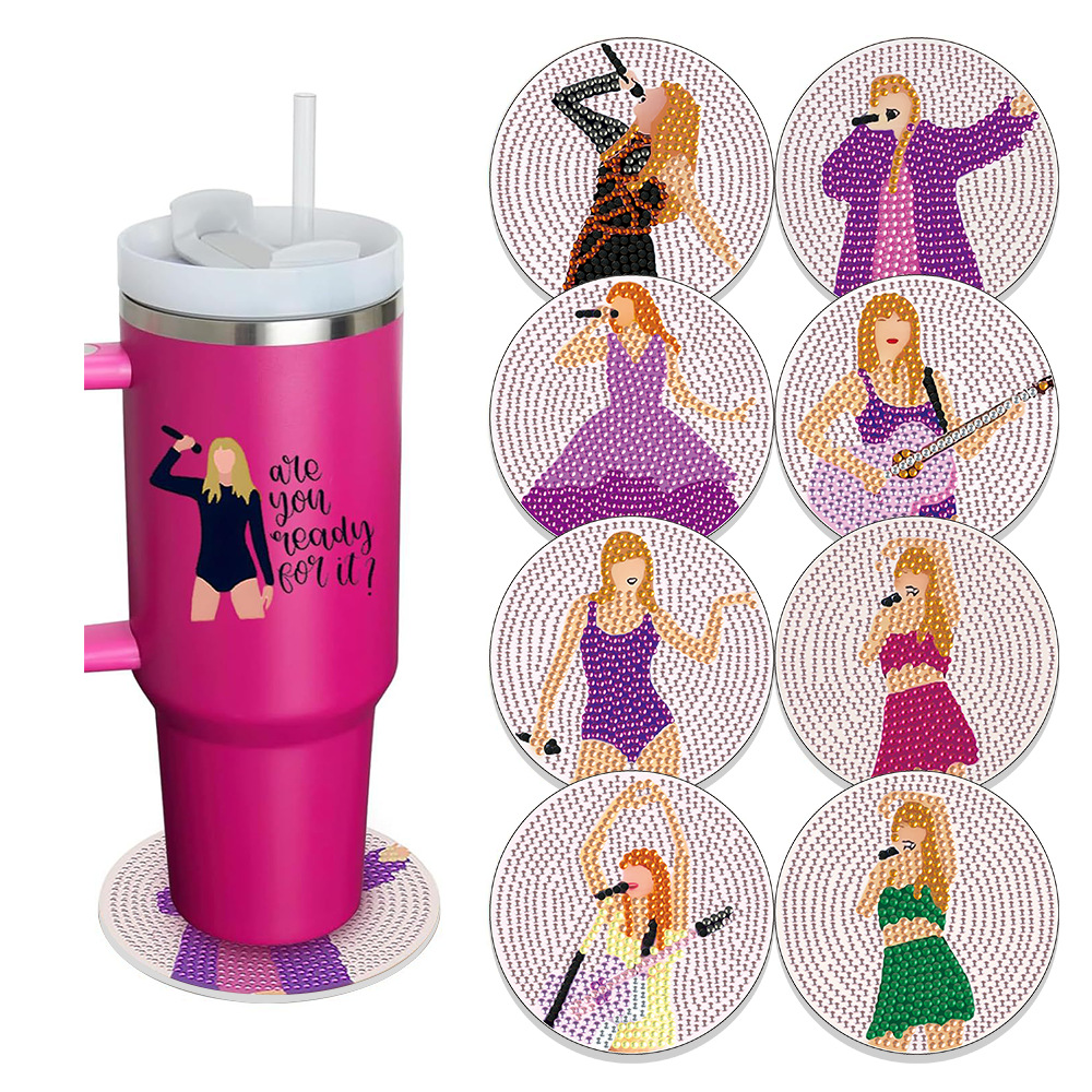 Conjunto de 8 piezas de acrílico con pintura de diamantes Kit de arte con soporte para decoración de fiesta en casa