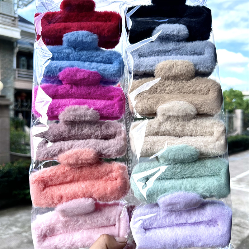 Clip de pelo de peluche cuchara trasera clip de pelo grande clip de otoño e invierno nuevo clip de pelo clip de tiburón clip tocado para las mujeres