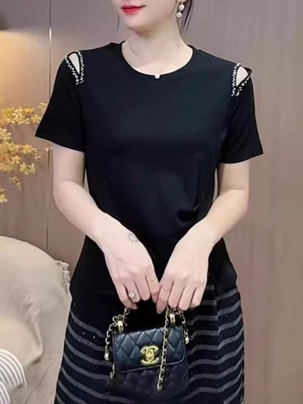 フレンチハイエンドイレギュラーオフショルダートップス夏大きいサイズファットmmシックな着用ルーズカバーTシャツ|undefined