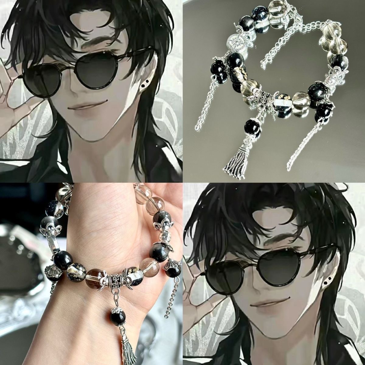 Tomb Raiders Notes Black Blind Man Anime Bracelet New Chinese Style_voghion.com