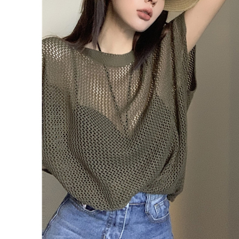 Cross-Border Supply - Pick up Orders - Real Price Tops for Women, Short-Sleeved Sun Protection Knitwears