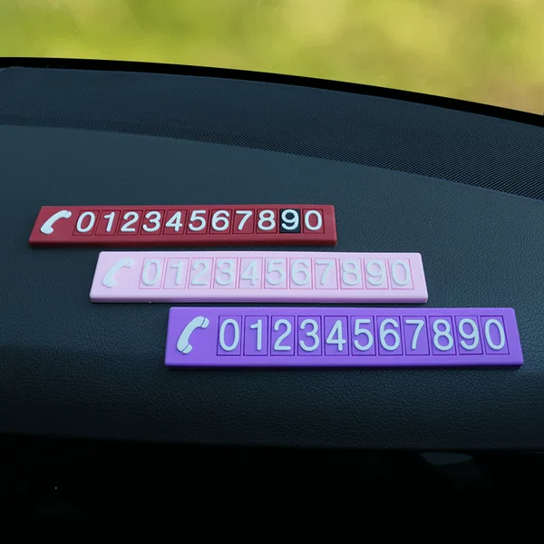 Simple and stylish car temporary parking phone number sign, colorful gift car interior accessory