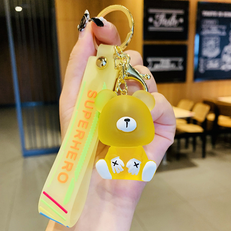 Nueva resina de lana oso llavero mujeres exquisito coche mochila colgante par moda bolsa colgante pequeño regalo